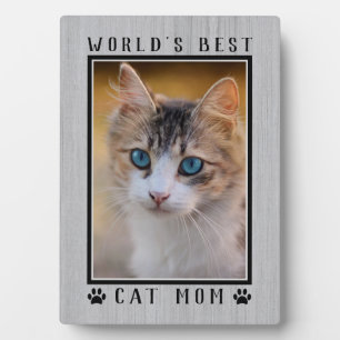 Rustic World's Beste Katzen-Mama Pfotenabdrücke Ha Fotoplatte