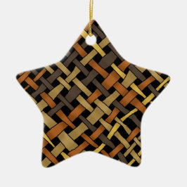 Rustic Woven Graphic Burlap Natural Colors Keramik Ornament