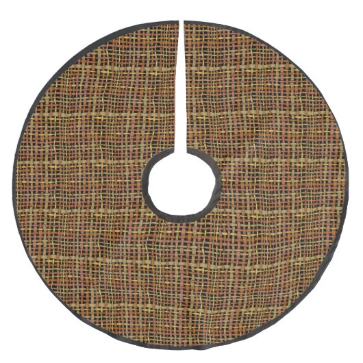 Rustic Woven Rough Burlap Red Polyester Weihnachtsbaumdecke (Vorderseite)