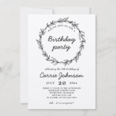 Rustic Wreath Birthday Party Einladung (Vorderseite)