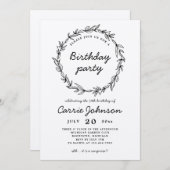 Rustic Wreath Birthday Party Einladung (Vorne/Hinten)