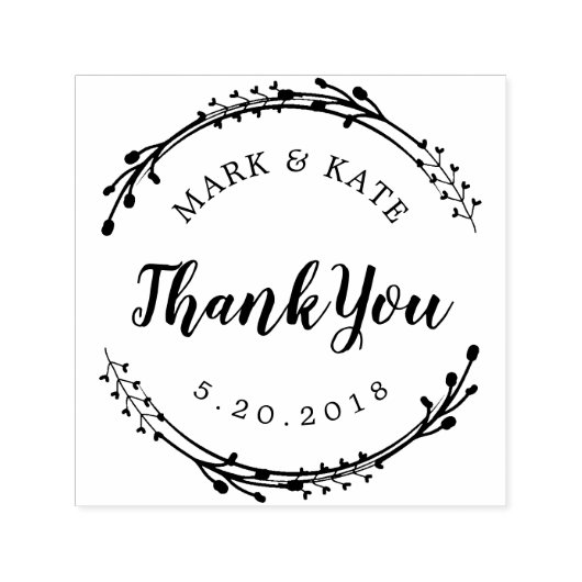 Rustic Wreath Custom Wedding Gefallen Vielen Dank Permastempel (Design)