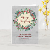 Rustic Wreath Godson & Family Frohe Weihnachten Karte (Gelbe Blume)