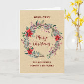 Rustic Wreath Godson & Family Frohe Weihnachten Karte (Gelbe Blume)
