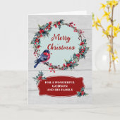 Rustic Wreath Godson & Family Frohe Weihnachten Karte (Gelbe Blume)