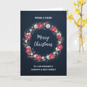 Rustic Wreath Godson & Family Frohe Weihnachtskart Karte (Gelbe Blume)