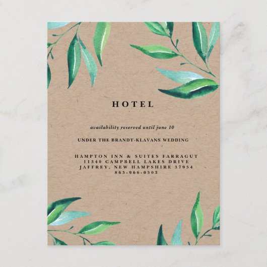 Rustic Wreath Greenerity Wedding Hotel Card Begleitkarte (Vorderseite)