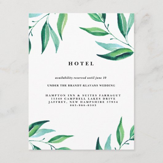 Rustic Wreath Greenerity Wedding Hotel Card Begleitkarte (Vorderseite)