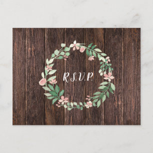 Rustic Wreath Hochzeit rsvp + Mahlzeit Wahl Einladungspostkarte