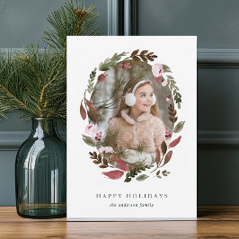 Rustic Wreath Holiday Foto Card Feiertagskarte