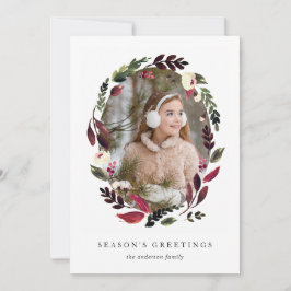 Rustic Wreath Holiday Foto Card Feiertagskarte