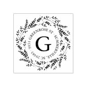 Rustic Wreath Monogram Address Briefmarke Gummistempel (Prägung)