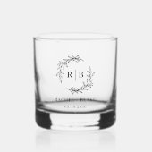 Rustic Wreath Monogram Wedding Probe Dinner Whiskyglas (Vorderseite)