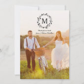 Rustic Wreath Overlay Monogram Wedding Danke (Vorderseite)