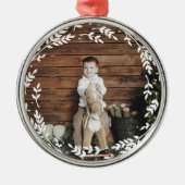 Rustic Wreath Photo Ornament Aus Metall (Vorne)