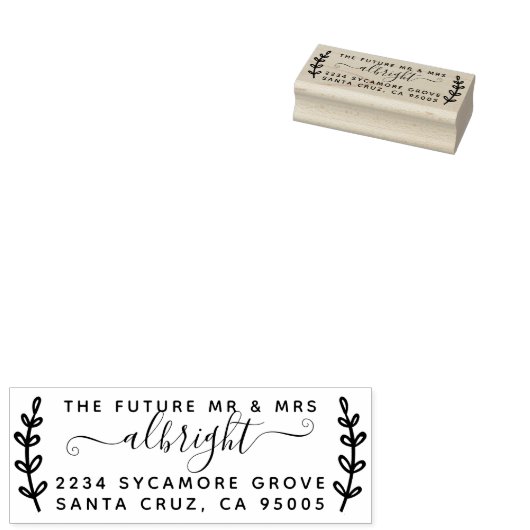 Rustic Wreath & Script "Future Mr & Mrs." Rede Gummistempel (Stempel)