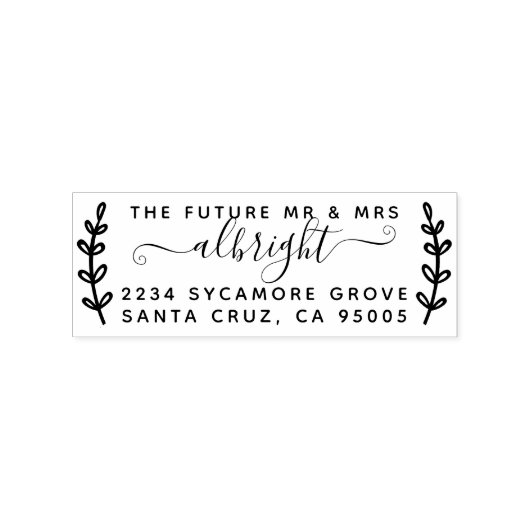 Rustic Wreath & Script "Future Mr & Mrs." Rede Gummistempel (Prägung)