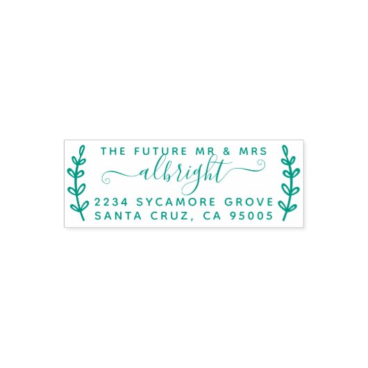 Rustic Wreath & Script "Future Mr & Mrs." Rede Permastempel (Design)