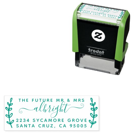 Rustic Wreath & Script "Future Mr & Mrs." Rede Permastempel (Beispiel)