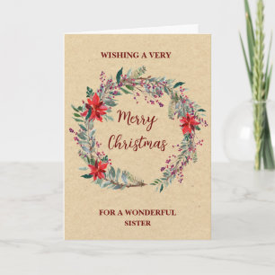 Rustic Wreath Sister Frohe Weihnachten Karte