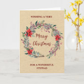 Rustic Wreath Stepdad Frohe Weihnachten Karte (Gelbe Blume)