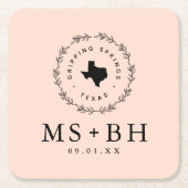 Rustic Wreath Texas Wedding Monogram | Blüte Rechteckiger Pappuntersetzer (Vorderseite)