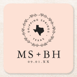 Rustic Wreath Texas Wedding Monogram   Blüte Rechteckiger Pappuntersetzer
