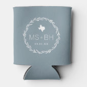Rustic Wreath Texas Wedding Monogram | Dusty Blue Dosenkühler (Vorderseite)