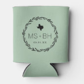 Rustic Wreath Texas Wedding Monogram | Größe Dosenkühler (Vorderseite)