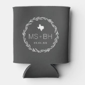 Rustic Wreath Texas Wedding Monogram | Holzkohle Dosenkühler (Vorderseite)