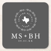 Rustic Wreath Texas Wedding Monogram Rechteckiger Pappuntersetzer (Vorderseite)