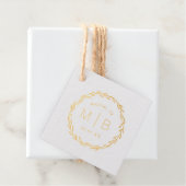 Rustic Wreath Wedding Monogram Real Gold Foil Geschenkanhänger (Mit Box)