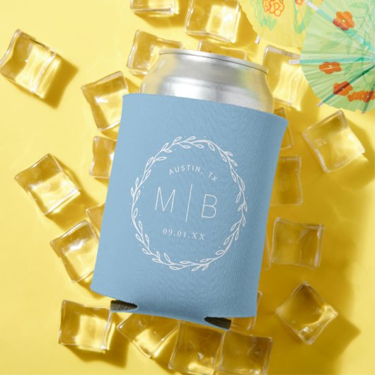 Rustic Wreath Wedding Monogram | Sky Blue Dosenkühler (In Situ Sommer)