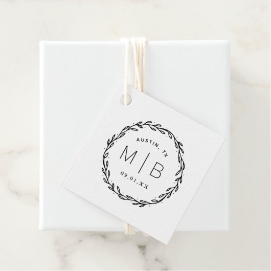 Rustic Wreath Wedding Monogram Vielen Dank Geschenkanhänger (Beispiel)