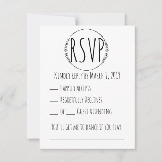 Rustic Wreath Wedding RSVP Karte (Vorderseite)