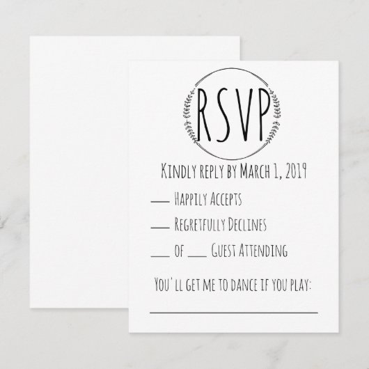 Rustic Wreath Wedding RSVP Karte (Vorne/Hinten)