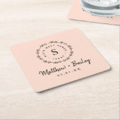 Rustic Wreath Wedge Monogram | Blüte Rechteckiger Pappuntersetzer (angewinkelt)