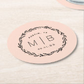 Rustic Wreath Wedge Monogram | Blüte Runder Pappuntersetzer (Angewinkelt)