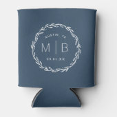 Rustic Wreath Wedge Monogram | Lake Blue Dosenkühler (Vorderseite)