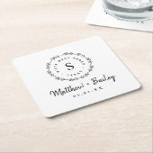 Rustic Wreath Wedge Monogram Rechteckiger Pappuntersetzer (angewinkelt)