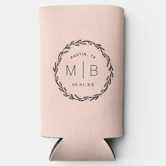 Rustic Wreath Wedge Monogram | Rosa Selters Dosenkühler (Vorderseite)