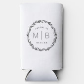 Rustic Wreath Wedge Monogram | weiß Selters Dosenkühler (Vorderseite)