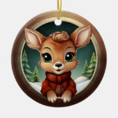 Rustic Xmas deer, Christmas Wildlife Doe, Fawn🦌🎄 Keramik Ornament (Vorne)