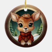 Rustic Xmas deer, Christmas Wildlife Doe, Fawn🦌🎄 Keramik Ornament (Hinten)