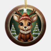 Rustic Xmas Reindeer, Christmas fawn Decor 🦌🎄 Keramik Ornament (Vorne)