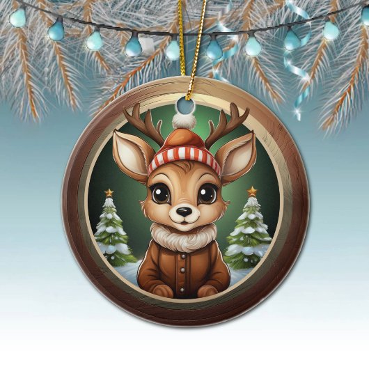 Rustic Xmas Reindeer, Christmas fawn Decor 🦌🎄 Keramik Ornament