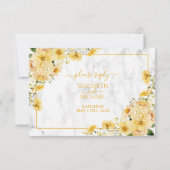 Rustic Yellow Floral Marble QR Code Wedding RSVP Karte (Rückseite)