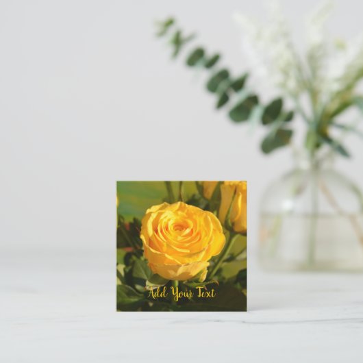 Rustic Yellow Rose Custom Text Begleitkarte (Stehend Vorderseite)