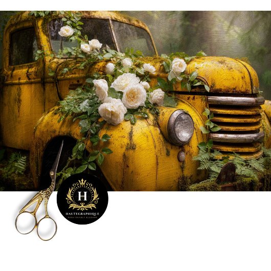Rustic Yellow Rose Truck Decoupage Seidenpapier