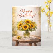 Rustic Yellow Sunflower Birthday Karte (Gelbe Blume)